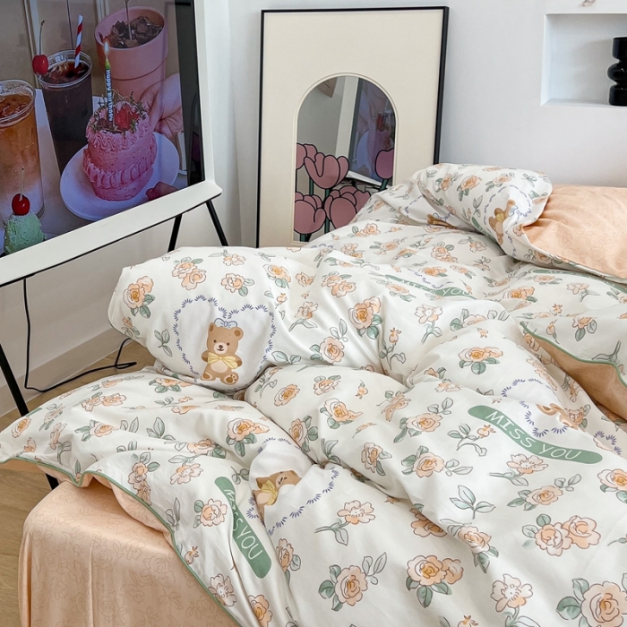 91家纺网 家纺一手货源 找家纺 昔可2022新款嵌绳全棉四件套组图二 彼得熊