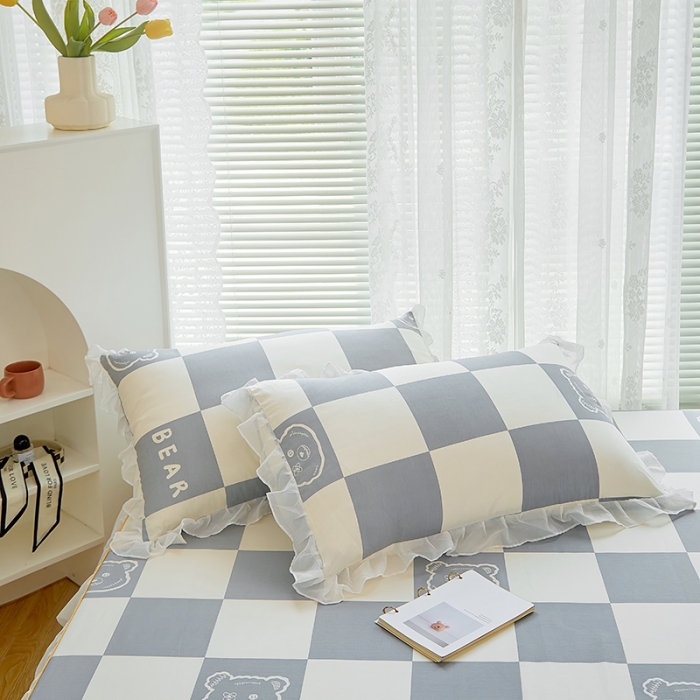 91家纺网 家纺一手货源 找家纺 金丝鸟 2022新款全棉花边床笠 无影熊