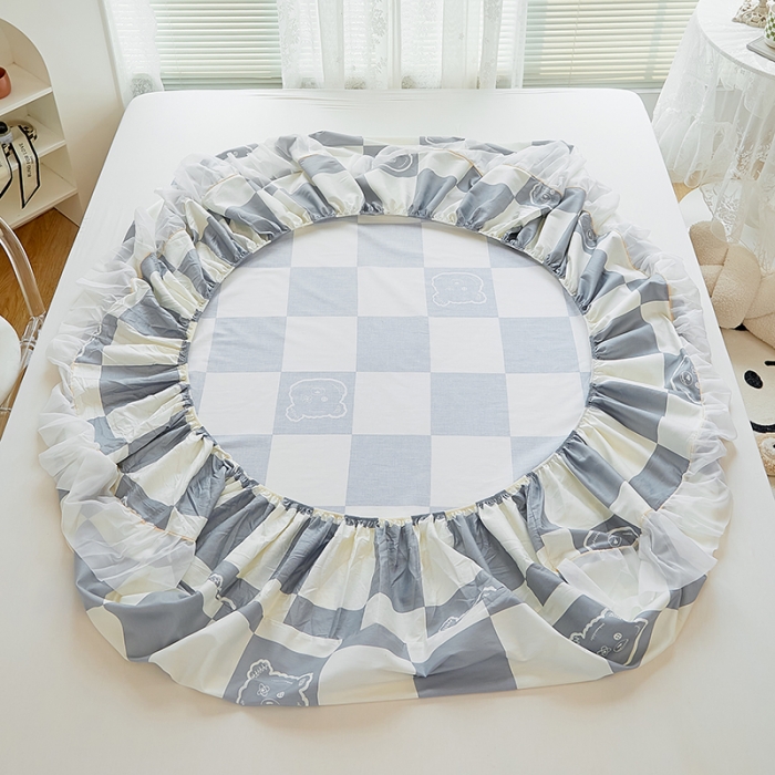 91家纺网 家纺一手货源 找家纺 金丝鸟 2022新款全棉花边床笠 无影熊