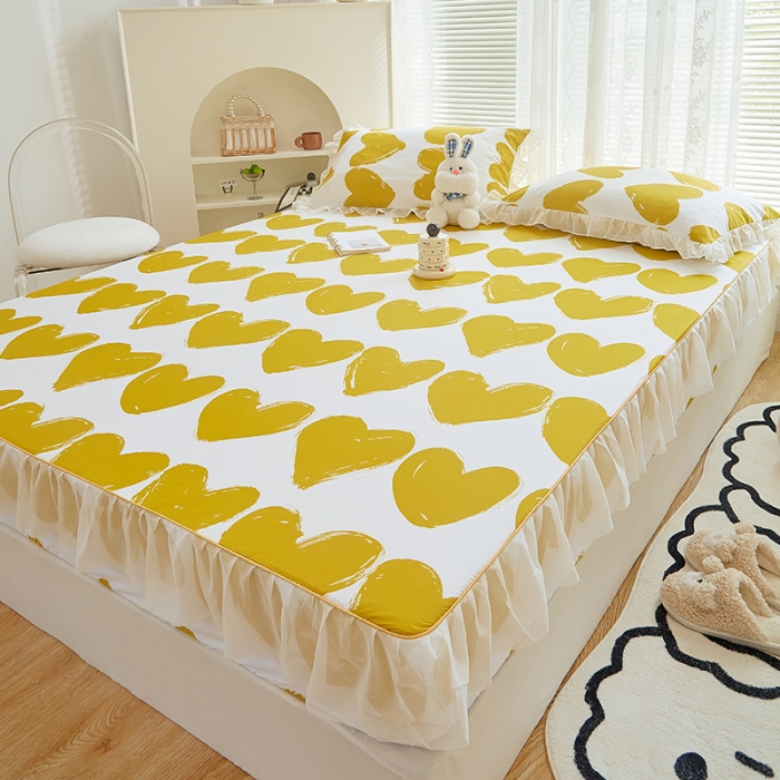 91家纺网 家纺一手货源 找家纺 金丝鸟 2022新款全棉花边床笠 心语