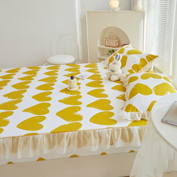 91家纺网 家纺一手货源 找家纺 金丝鸟 2022新款全棉花边床笠 心语