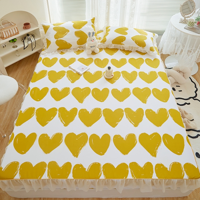 91家纺网 家纺一手货源 找家纺 金丝鸟 2022新款全棉花边床笠 心语