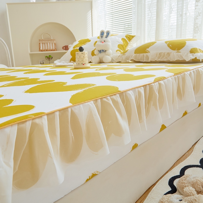 91家纺网 家纺一手货源 找家纺 金丝鸟 2022新款全棉花边床笠 心语