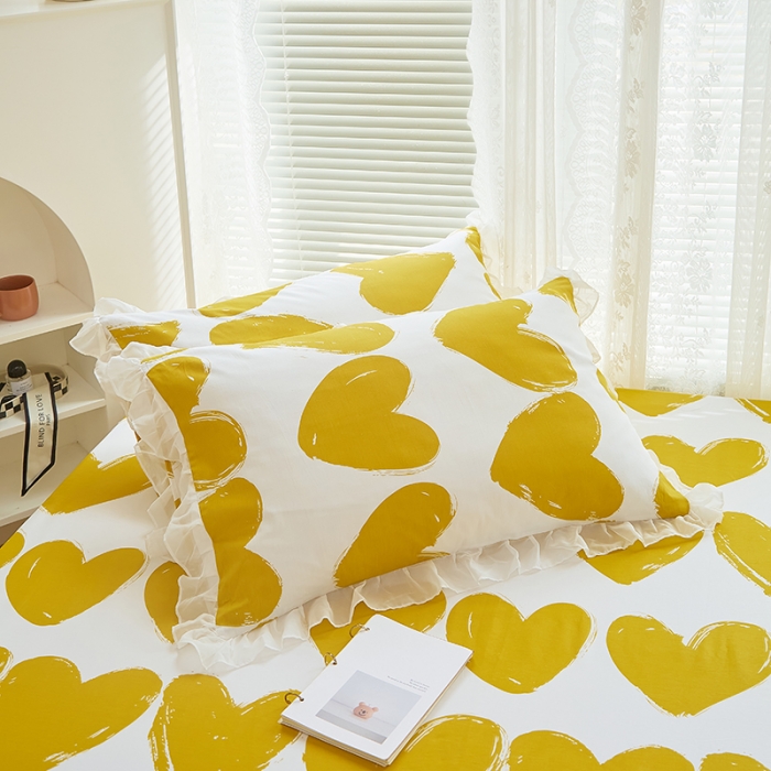 91家纺网 家纺一手货源 找家纺 金丝鸟 2022新款全棉花边床笠 心语