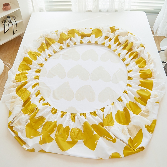 91家纺网 家纺一手货源 找家纺 金丝鸟 2022新款全棉花边床笠 心语