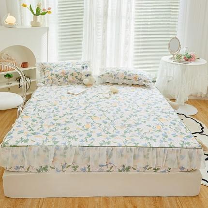 金丝鸟 2022新款全棉花边床笠 早安兔兔