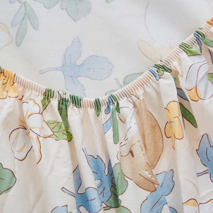 91家纺网 家纺一手货源 找家纺 金丝鸟 2022新款全棉花边床笠 早安兔兔