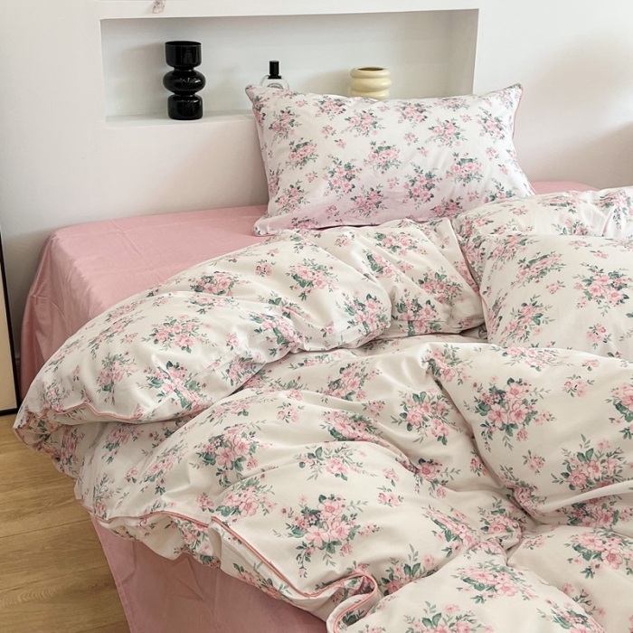 91家纺网 家纺一手货源 找家纺 昔可2022新款嵌绳全棉四件套组图二 初恋满园