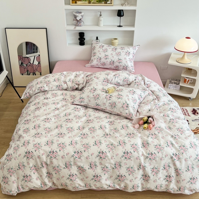 91家纺网 家纺一手货源 找家纺 昔可2022新款嵌绳全棉四件套组图二 初恋满园