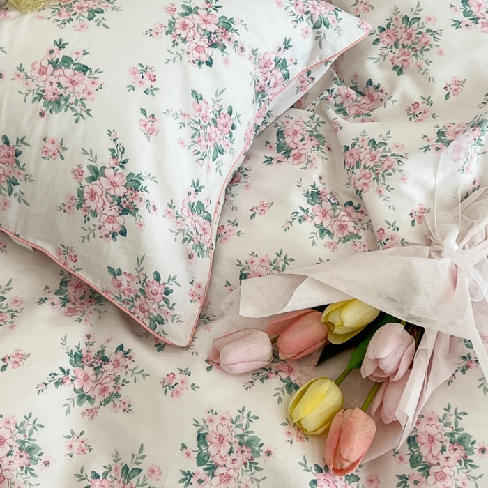 91家纺网 家纺一手货源 找家纺 昔可2022新款嵌绳全棉四件套组图二 初恋满园