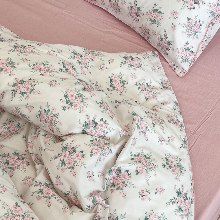 91家纺网 家纺一手货源 找家纺 昔可2022新款嵌绳全棉四件套组图二 初恋满园