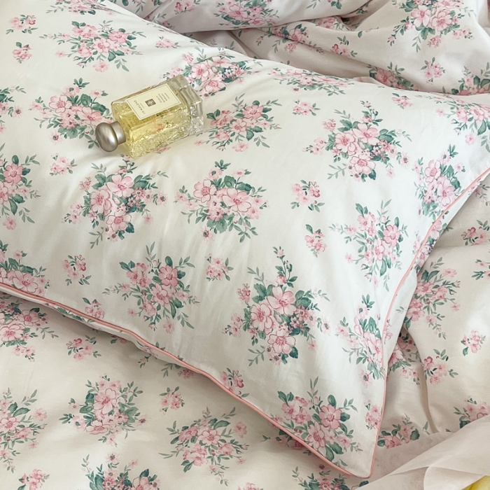 91家纺网 家纺一手货源 找家纺 昔可2022新款嵌绳全棉四件套组图二 初恋满园