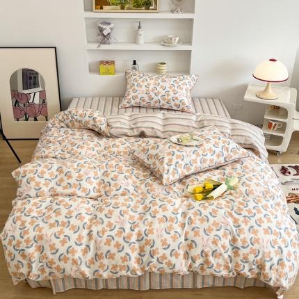 昔可2022新款嵌绳全棉四件套组图二 花园慢时光