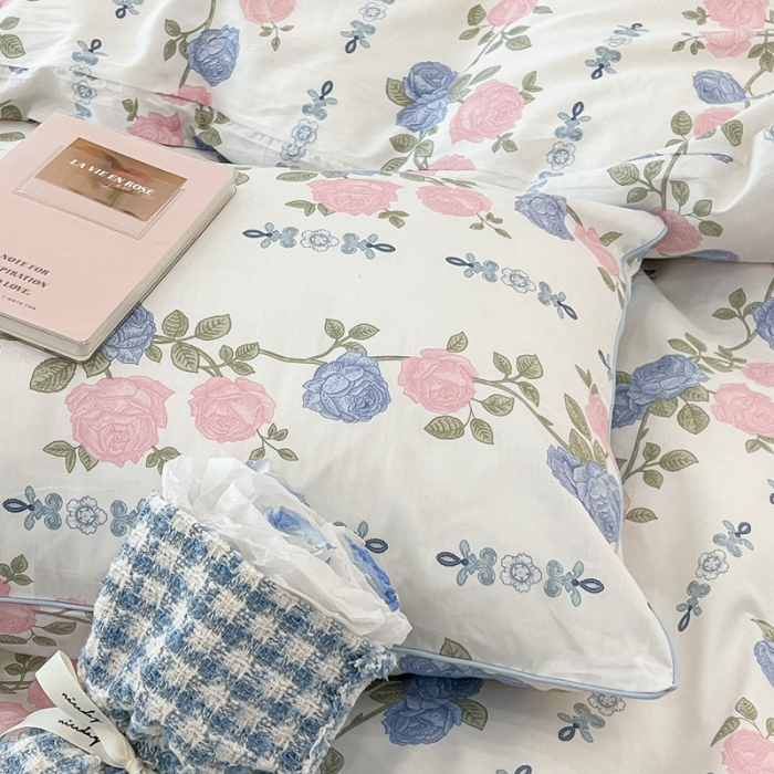 91家纺网 家纺一手货源 找家纺 昔可2022新款嵌绳全棉四件套组图二 梨花少女