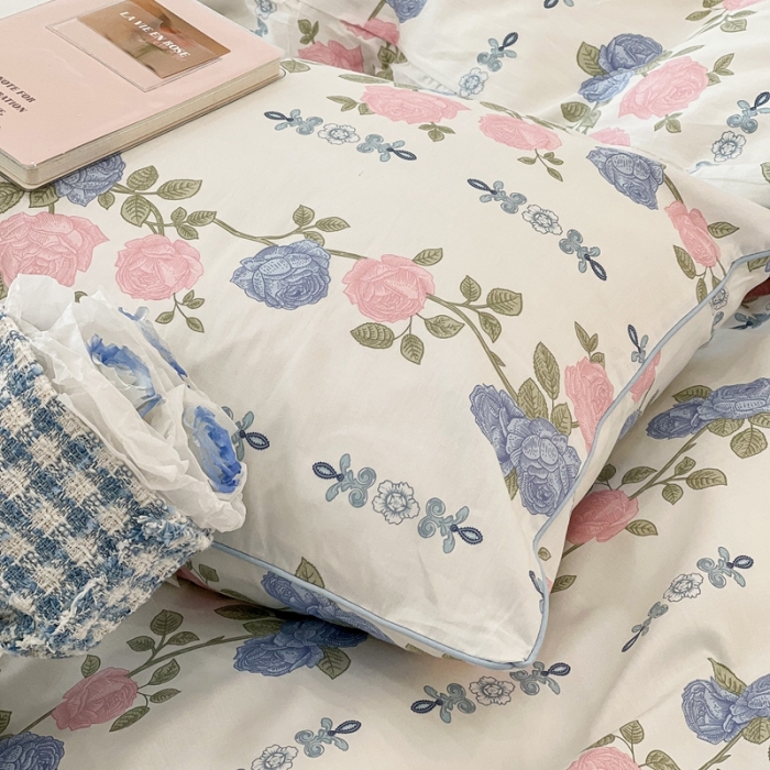 91家纺网 家纺一手货源 找家纺 昔可2022新款嵌绳全棉四件套组图二 梨花少女