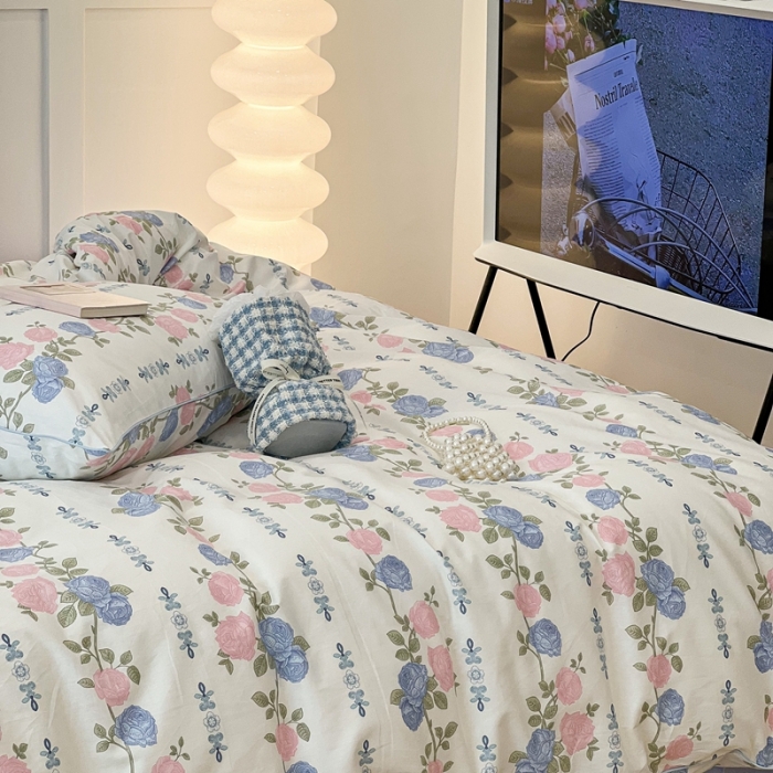 91家纺网 家纺一手货源 找家纺 昔可2022新款嵌绳全棉四件套组图二 梨花少女