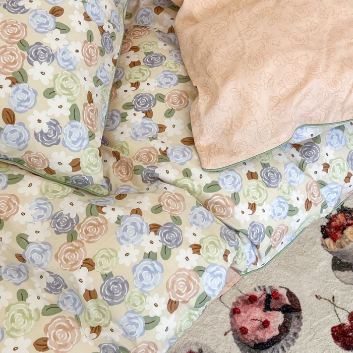 91家纺网 家纺一手货源 找家纺 昔可2022新款嵌绳全棉四件套组图二 南法小玫瑰