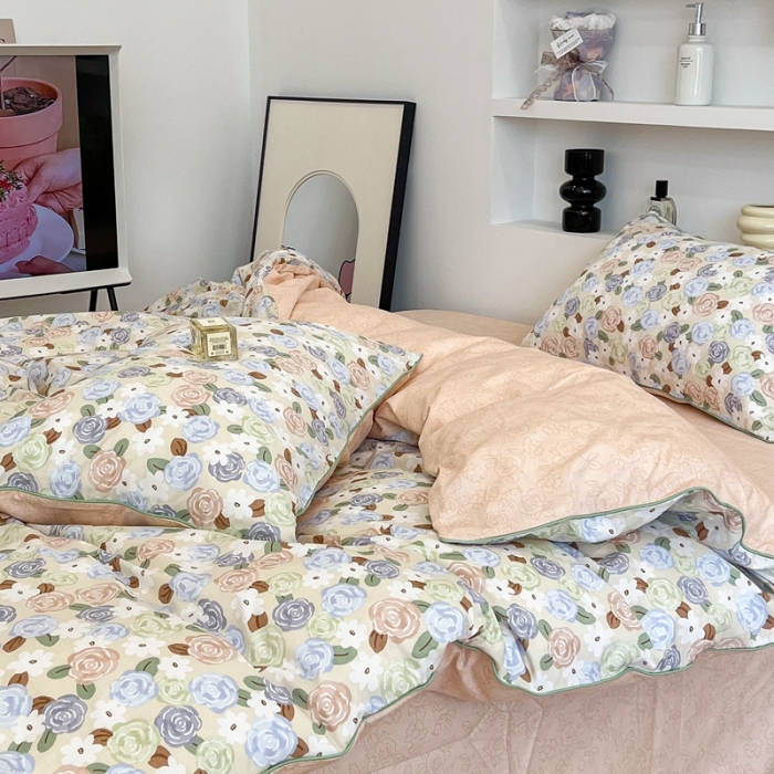 91家纺网 家纺一手货源 找家纺 昔可2022新款嵌绳全棉四件套组图二 南法小玫瑰