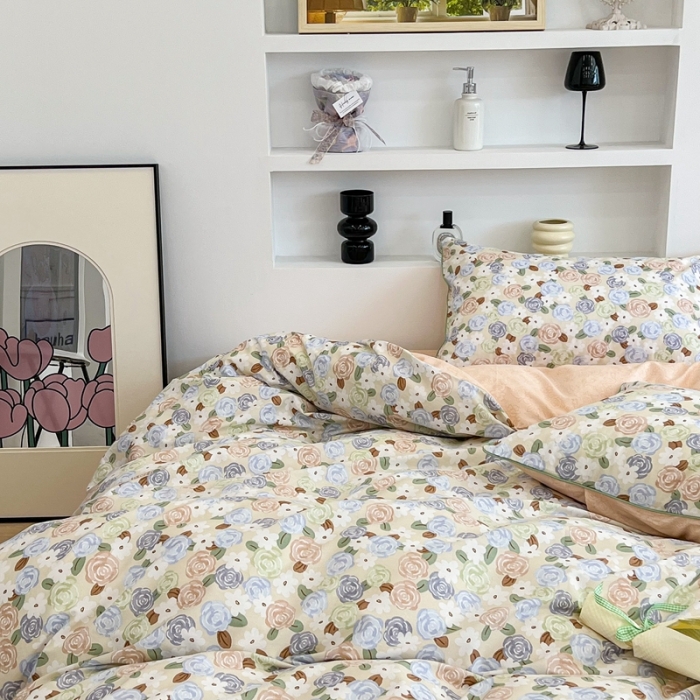 91家纺网 家纺一手货源 找家纺 昔可2022新款嵌绳全棉四件套组图二 南法小玫瑰