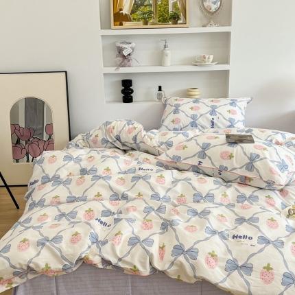 昔可2022新款嵌绳全棉四件套组图二 少女心蝴蝶结