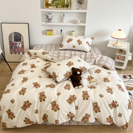 昔可2022新款嵌绳全棉四件套组图二 熊熊饼干