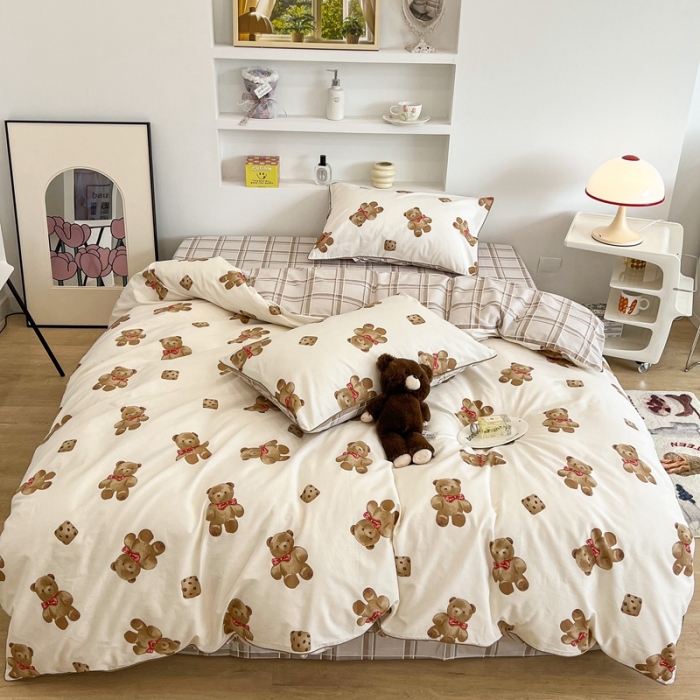 91家纺网 家纺一手货源 找家纺 昔可2022新款嵌绳全棉四件套组图二 熊熊饼干