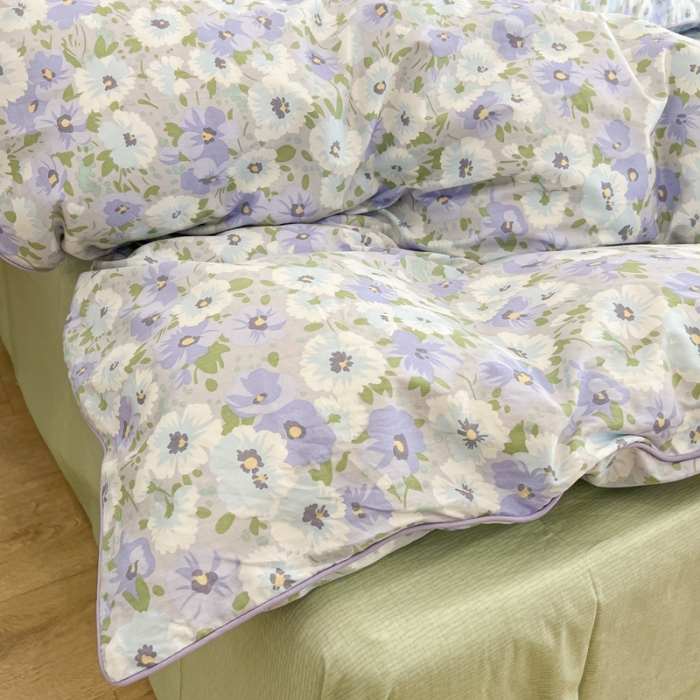 91家纺网 家纺一手货源 找家纺 昔可2022新款嵌绳全棉四件套组图二 紫色香氛