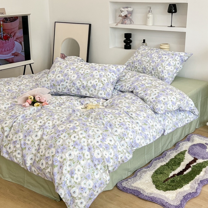 91家纺网 家纺一手货源 找家纺 昔可2022新款嵌绳全棉四件套组图二 紫色香氛