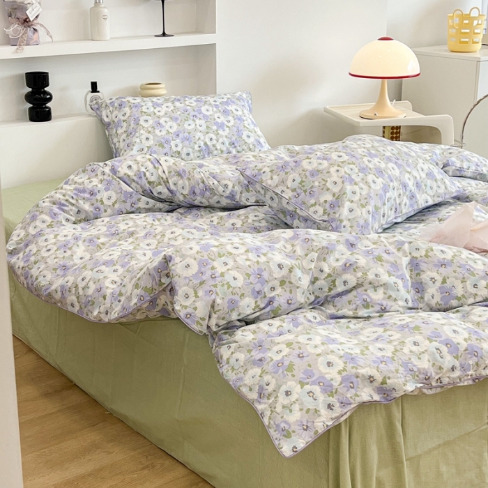 91家纺网 家纺一手货源 找家纺 昔可2022新款嵌绳全棉四件套组图二 紫色香氛