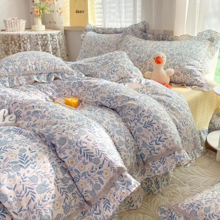 91家纺网 家纺一手货源 找家纺 艾唯希家纺 2024新款法式花边纯棉四件套-第二批 洛洛繁花