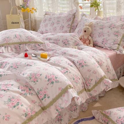 91家纺网 家纺一手货源 找家纺 艾唯希家纺 2024款法式花边纯棉四件套-第二批 屋顶花园