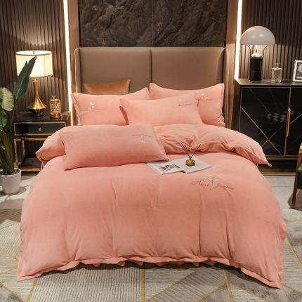91家纺网 家纺一手货源 找家纺 （总）2025新款牛奶绒纯色双拼四件套床单/床裙/床罩款（轻奢拍摄）