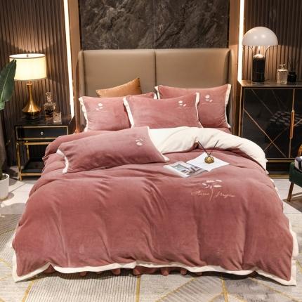 91家纺网 家纺一手货源 找家纺 （总）2025新款牛奶绒纯色双拼四件套床单/床裙/床罩款（轻奢拍摄）
