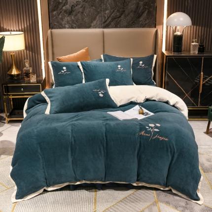 91家纺网 家纺一手货源 找家纺 （总）2025新款牛奶绒纯色双拼四件套床单/床裙/床罩款（轻奢拍摄）