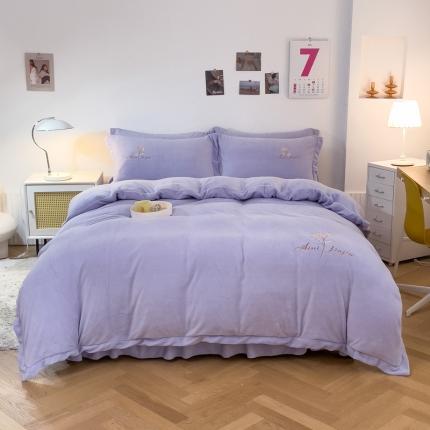 91家纺网 家纺一手货源 找家纺 （总）2025新款牛奶绒纯色双拼四件套床单/床裙/床罩款（轻奢拍摄）