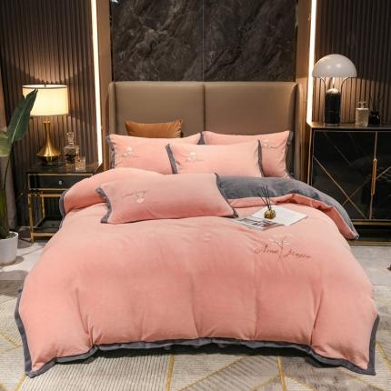 91家纺网 家纺一手货源 找家纺 （总）2025新款牛奶绒纯色双拼四件套床单/床裙/床罩款（轻奢拍摄）