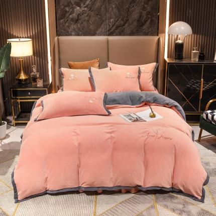 91家纺网 家纺一手货源 找家纺 （总）2025新款牛奶绒纯色双拼四件套床单/床裙/床罩款（轻奢拍摄）