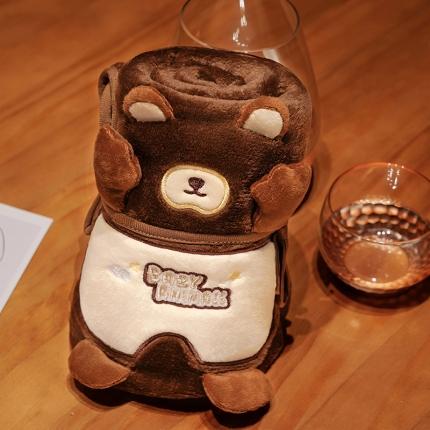 仟亿莱家纺 2022新款短毛绒动物捂脸卷毯 熊熊卷毯