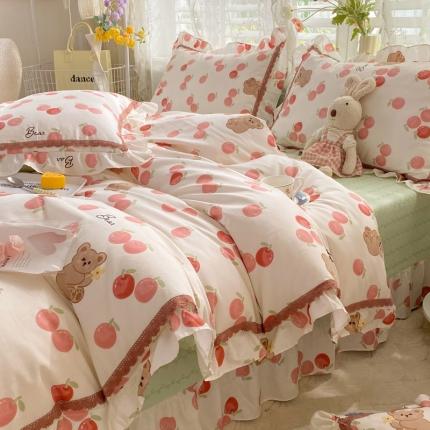 艾唯希家纺 2024新款法式花边纯棉四件套-第二批 幸运熊