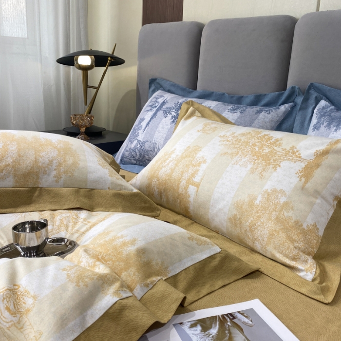 91家纺网 家纺一手货源 找家纺 棉生活 2022新款全棉磨毛宽边系列四件套 丛林秘境-黄