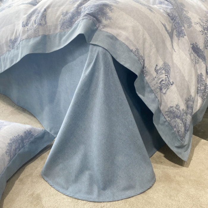 91家纺网 家纺一手货源 找家纺 棉生活 2022新款全棉磨毛宽边系列四件套 丛林秘境-蓝