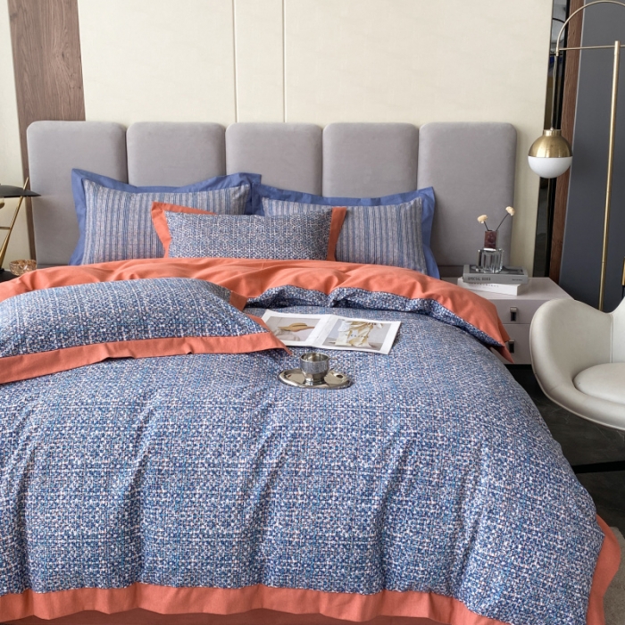 91家纺网 家纺一手货源 找家纺 棉生活 2022新款全棉磨毛宽边系列四件套 小香-桔