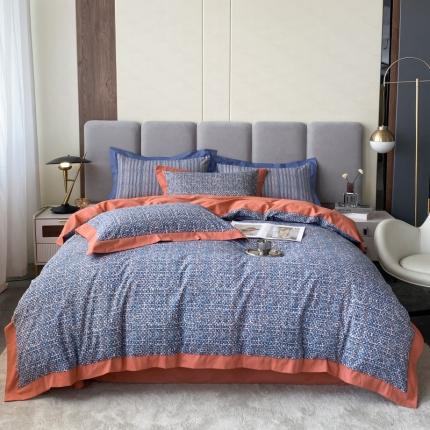 棉生活 2022新款全棉磨毛宽边系列四件套 小香-桔