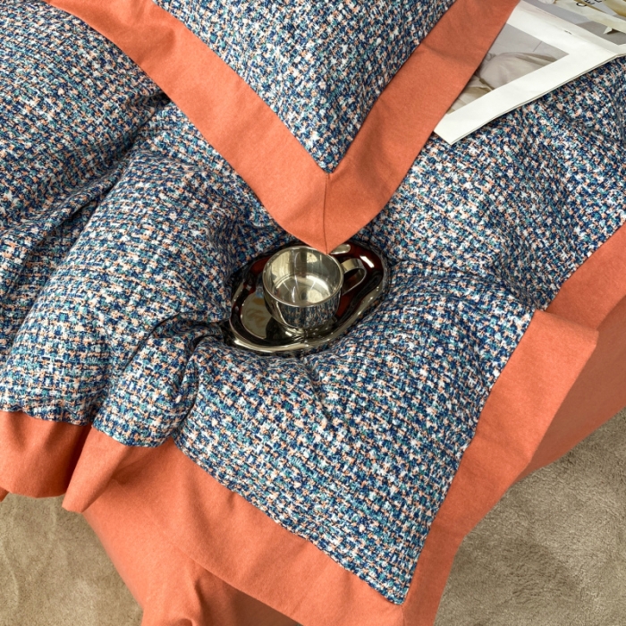 91家纺网 家纺一手货源 找家纺 棉生活 2022新款全棉磨毛宽边系列四件套 小香-桔