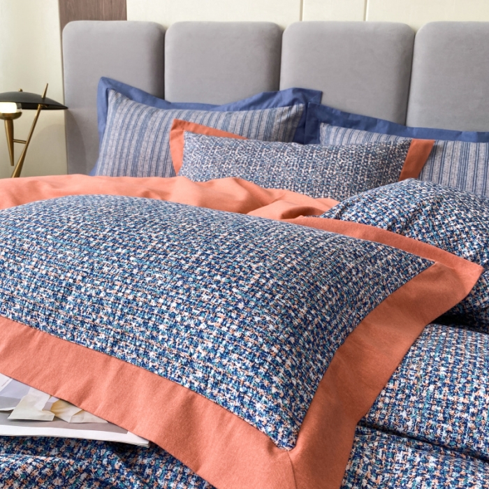 91家纺网 家纺一手货源 找家纺 棉生活 2022新款全棉磨毛宽边系列四件套 小香-桔