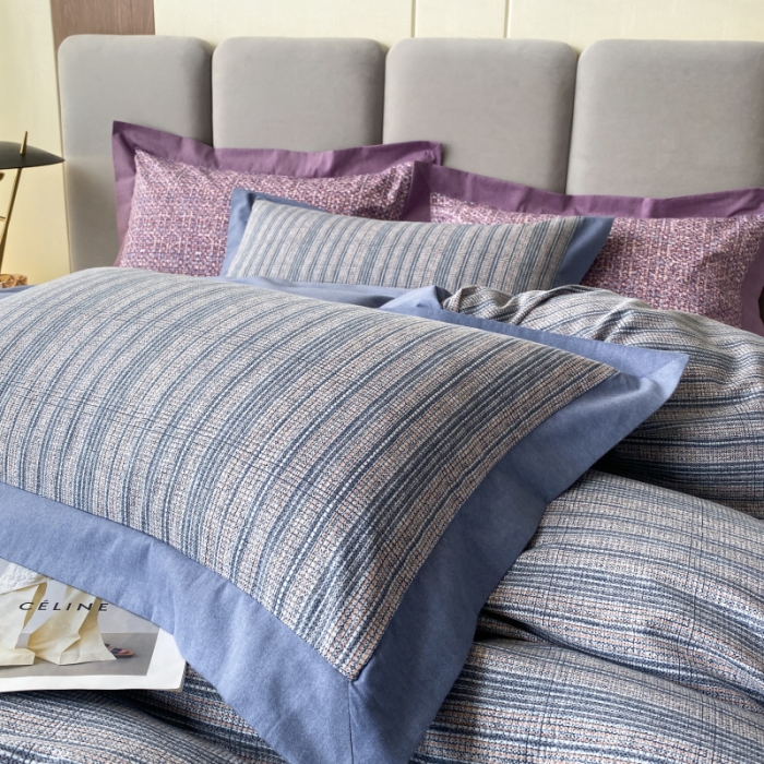 91家纺网 家纺一手货源 找家纺 棉生活 2022新款全棉磨毛宽边系列四件套 小香-蓝