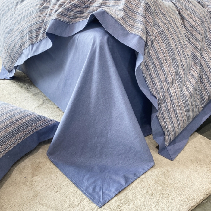 91家纺网 家纺一手货源 找家纺 棉生活 2022新款全棉磨毛宽边系列四件套 小香-蓝