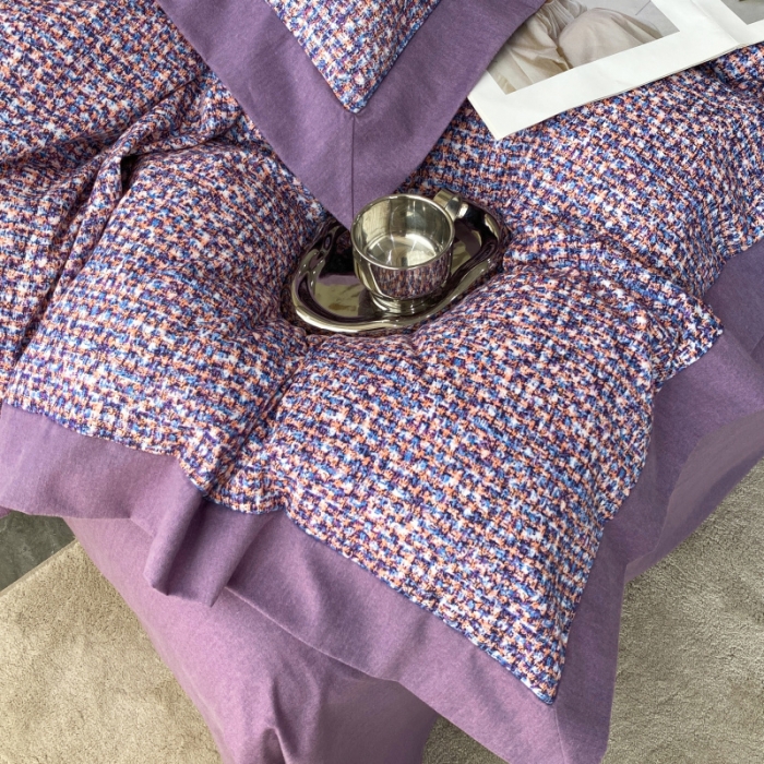 91家纺网 家纺一手货源 找家纺 棉生活 2022新款全棉磨毛宽边系列四件套 小香-紫