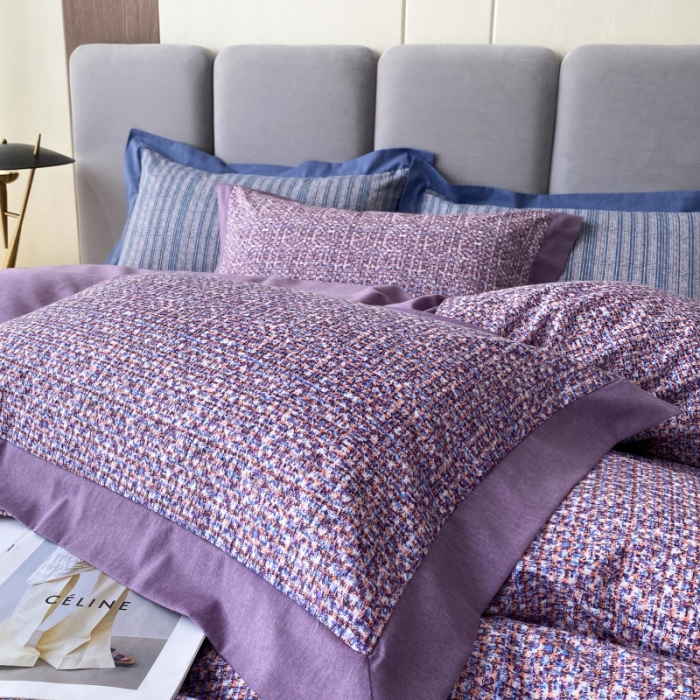 91家纺网 家纺一手货源 找家纺 棉生活 2022新款全棉磨毛宽边系列四件套 小香-紫