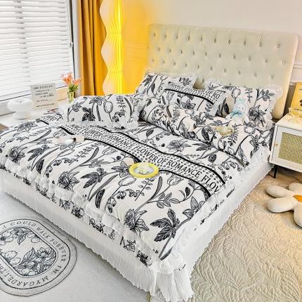 91家纺网 家纺一手货源 找家纺 （总）澳梵  2022新款韩版印花牛奶绒床盖三件套四件套